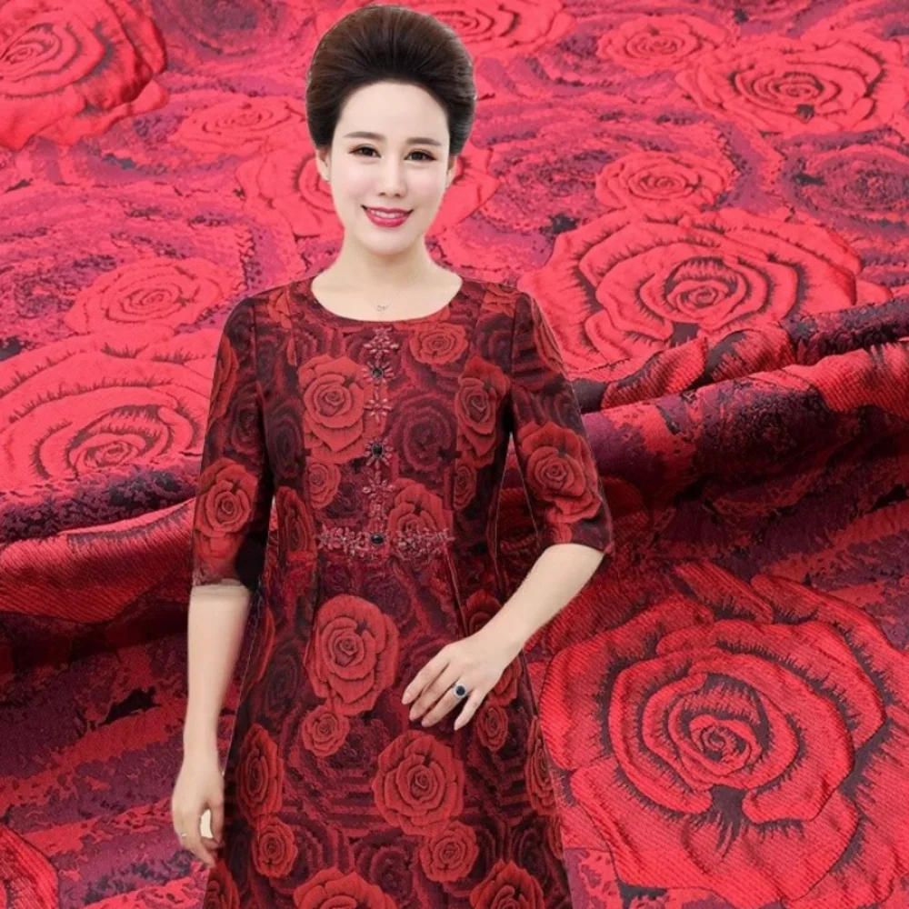 

European Yarn-dyed Embossed Jacquard Brocade Fabric Spring Summer High-end for Dress Cheongsam Clothing Cloth Material Diy Sew