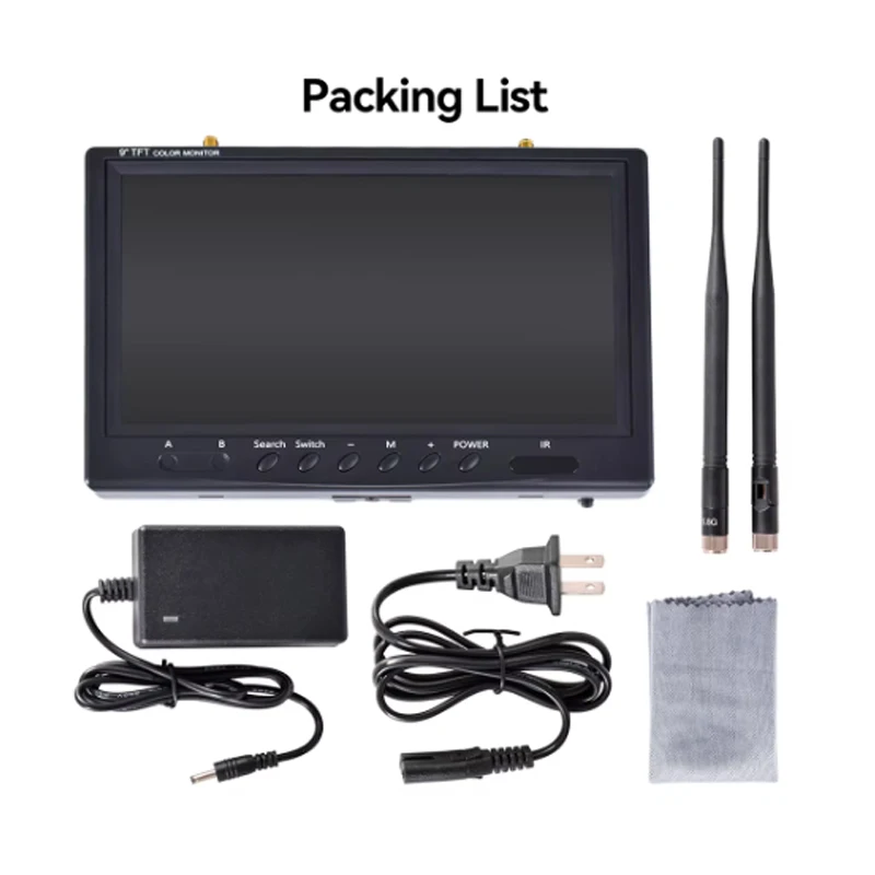 5.8G 9 inch FPV Monitor LCD HD Screen 800x480 16:9 NTSC/PAL Auto Search Build-in Battery for FPV Drone RC Quadcopter