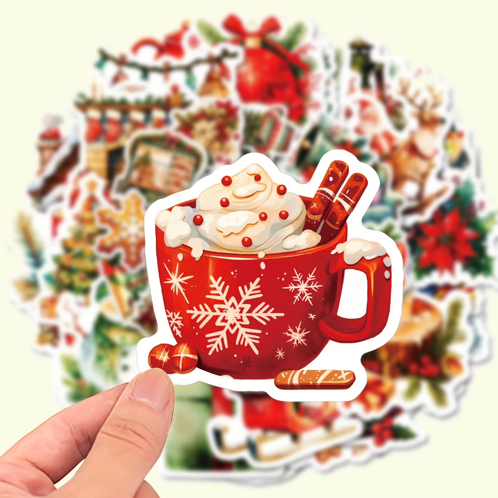 50 pieces of Christmas vinyl stickers - perfect for laptops, water bottles, helmets, etc