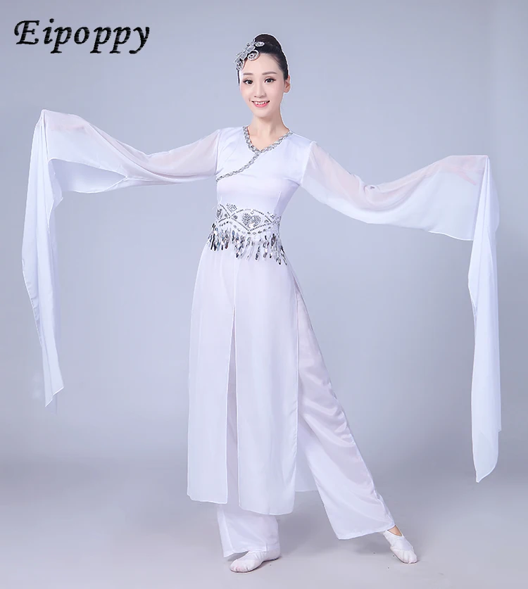 أزياء الرقص الكلاسيكي للبالغين ، نتف ، أبيض أنيق ، أكمام طويلة ، أكمام جديدة