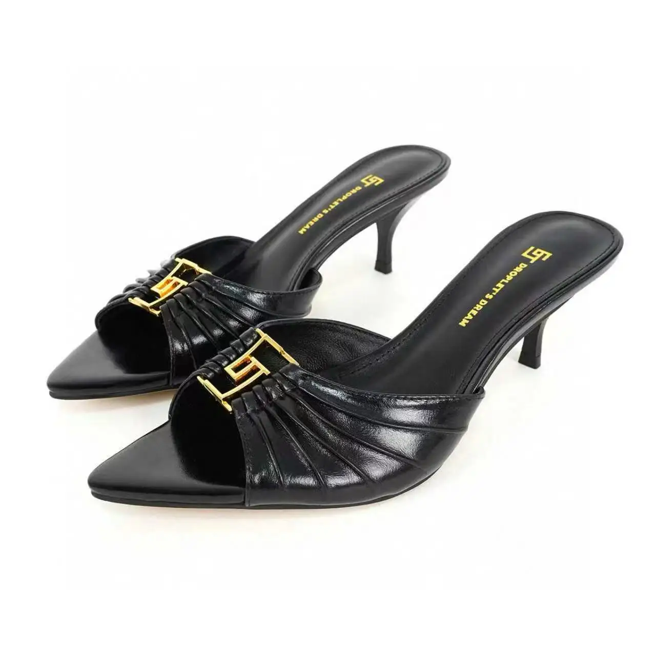 

2025 New Butterfly Bow Square Head Stiletto High Heels Women's Sandals Slippers Pink Strap Sexy Daily