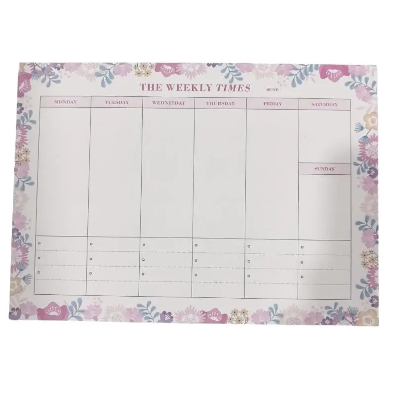 R53C Tearable Planner Notepad 60 Sheets Floral Print Note Memo Pad For School Office