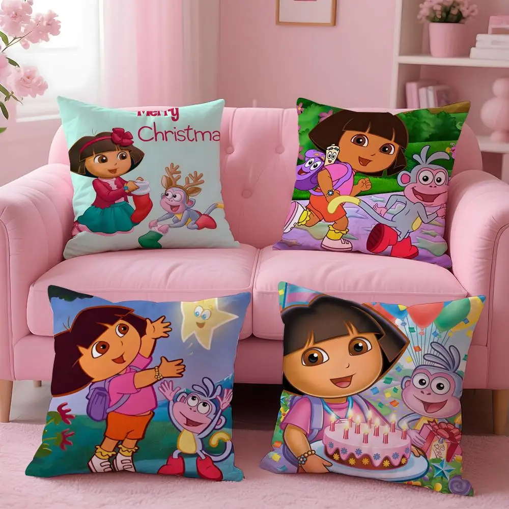 cartoon Dora the Explorer Cushion Cover Cushion Cover Set 4Pcs 50x50 45x45 40x40 Pillowcase Decorative Sofa Home Decor