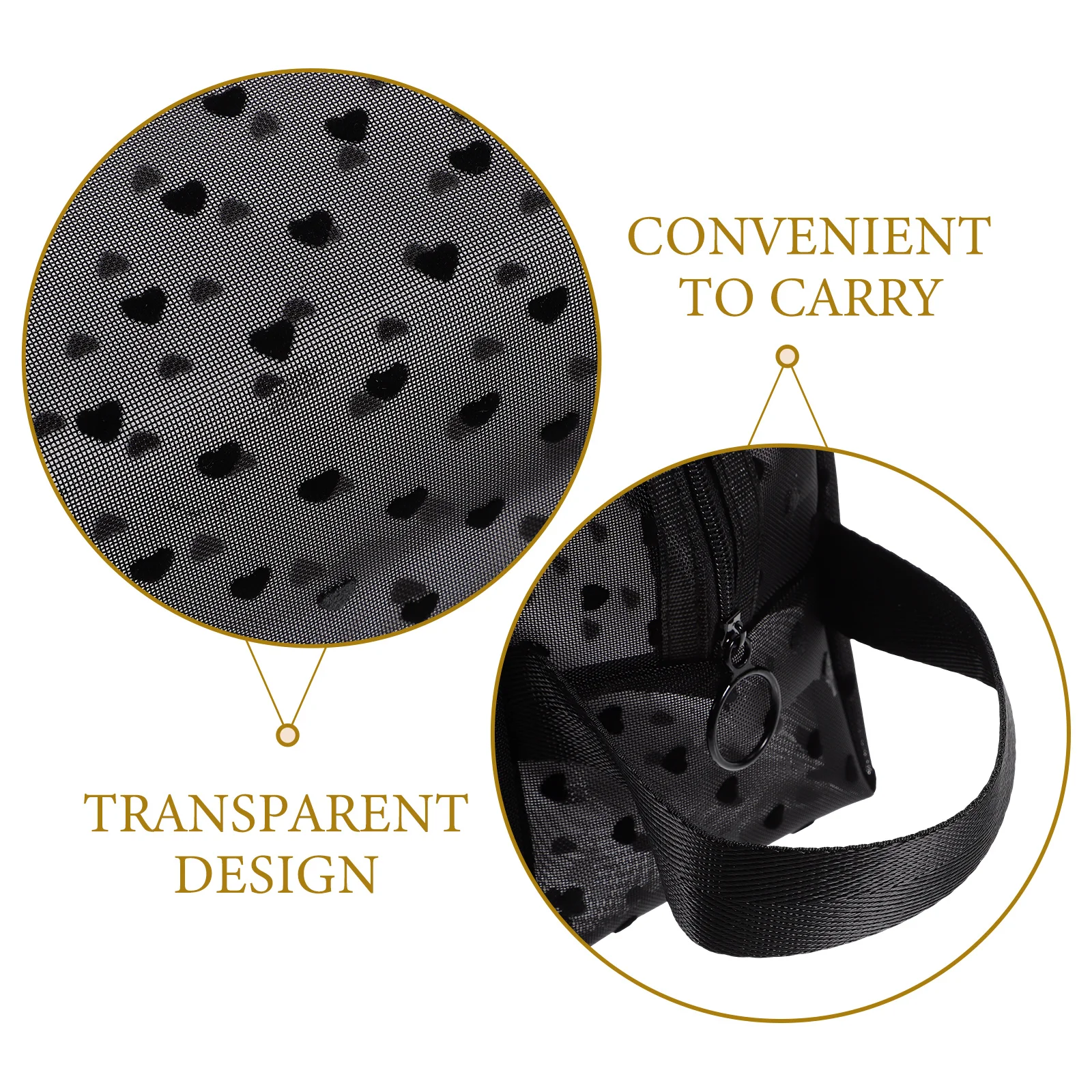 

Heart Mesh Bag Black Net Love H held Travel Storage Large Capacity Portable Toiletry Makeup Brush ganizer Women