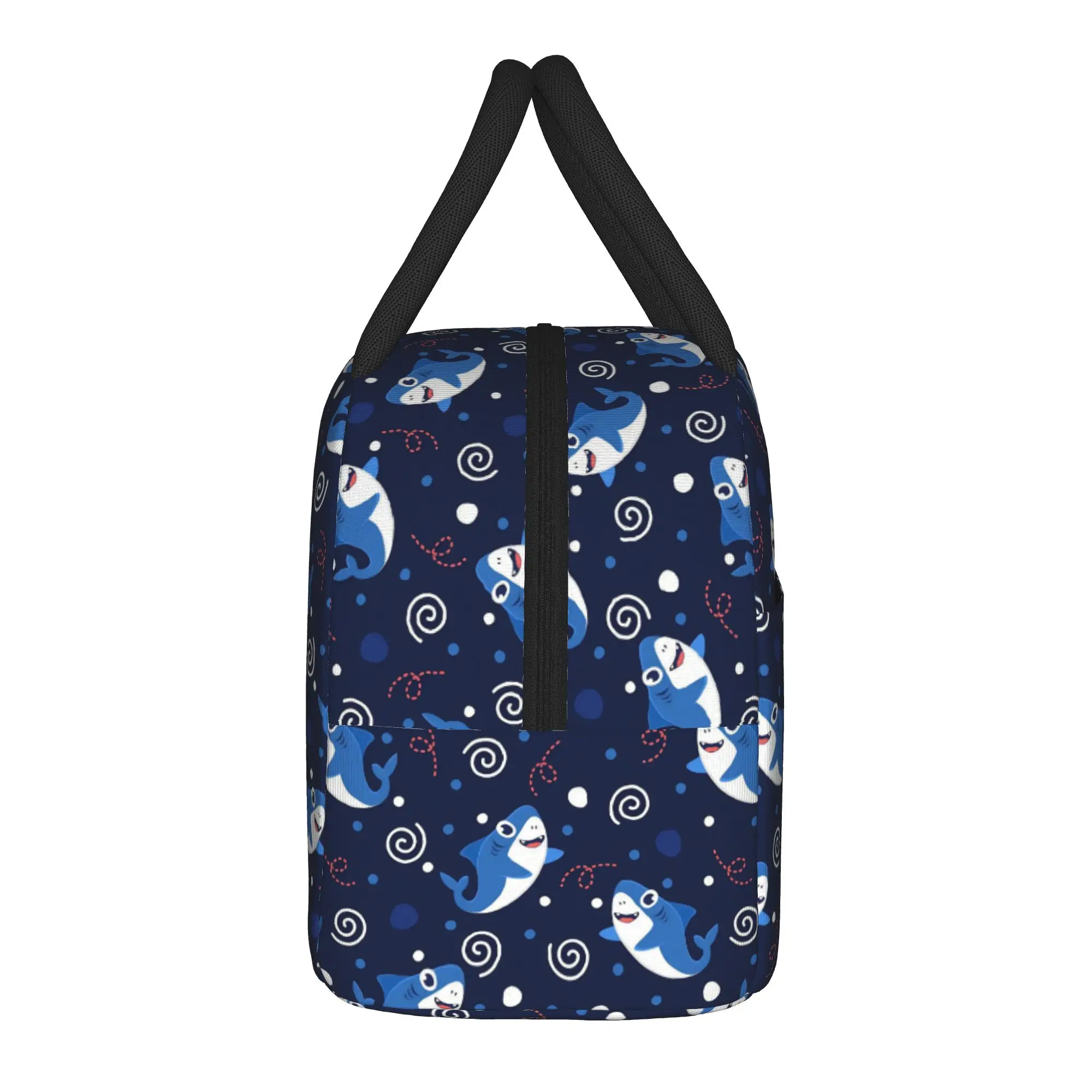 Cute Blue Shark Insulated Lunch Bag Cooler Bag Reusable,Meal Container  Large Tote Lunch Box Bento Pouch College  Travel