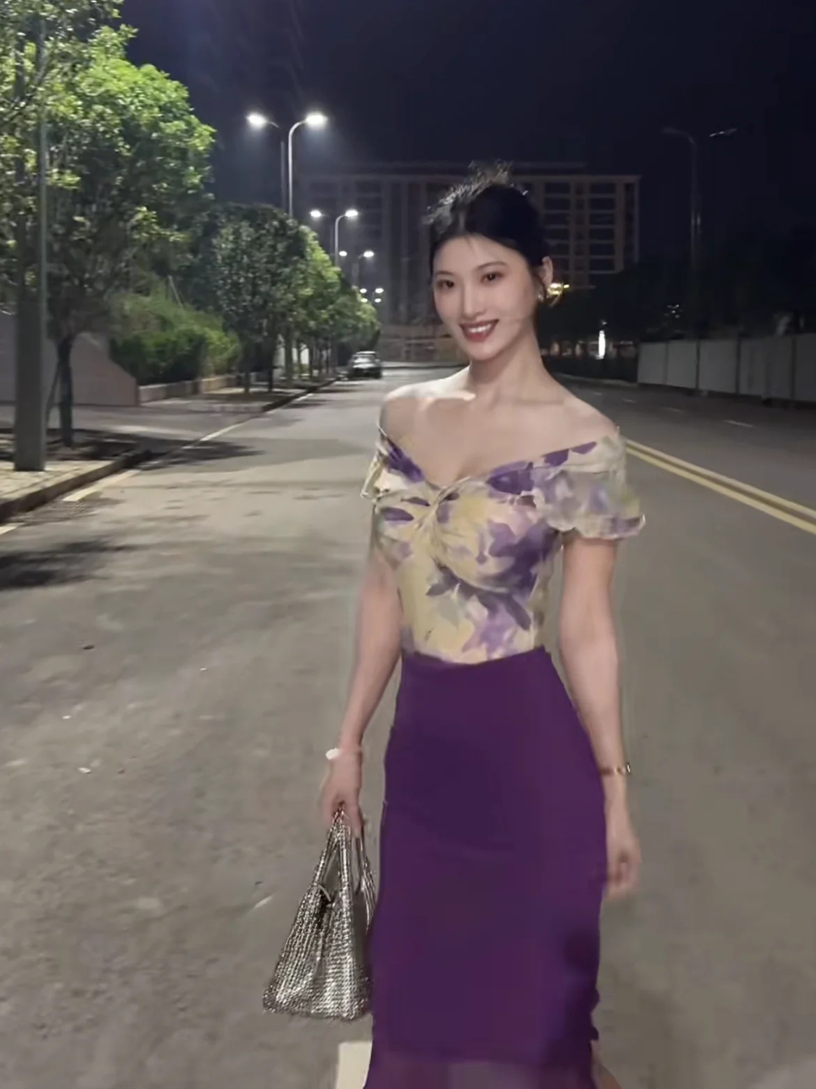 

Romantic One-Shoulder Floral Print Half-Skirt Slimming Chiffon Top High Waist Short Skirt Summer Fashion Set for Women