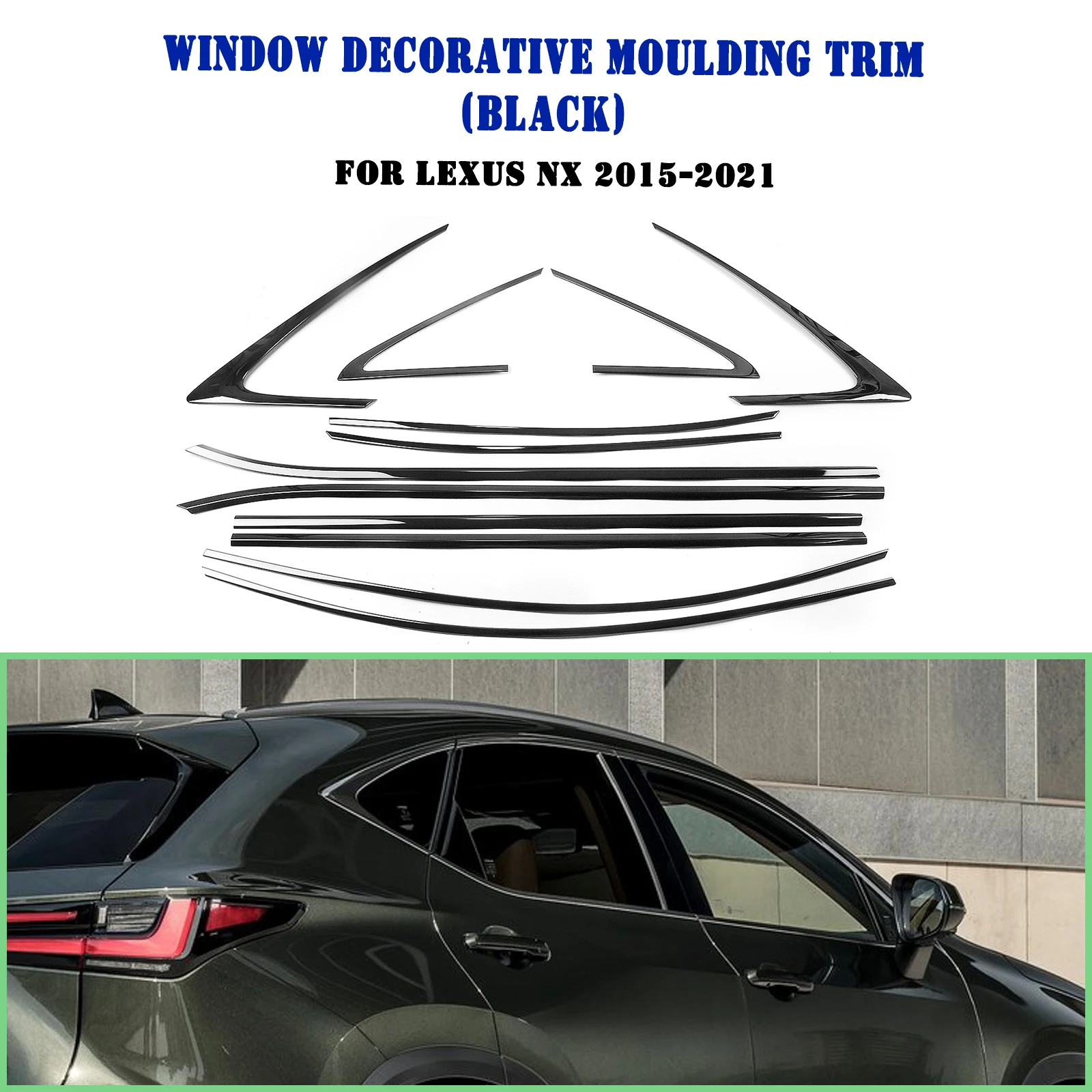 

For Lexus NX NX200T NX300 NX300h 2015-2021 Exterior Window Trim Strip Titanium Black Door Waterproof Seal Moulding Decorative