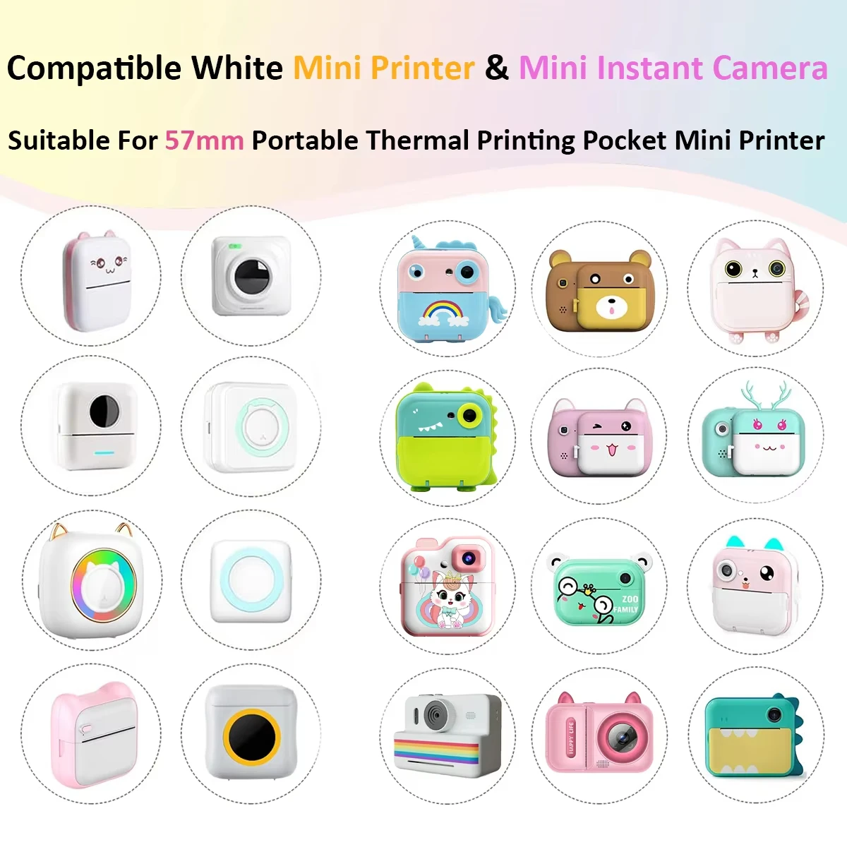 10/20 Refill Paper for Kids Camera Instant Print Photo Printer Thermal Paper Rolls for Kids Instant Camera Refill Print Paper