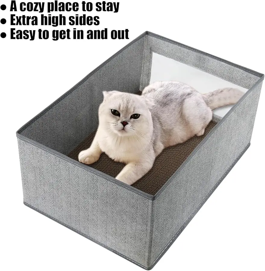 وسادات خدش كبيرة للقطط من Kichwit، 3 قطع من الورق المقوى مع صندوق، لوح خدش للقطط قابل للعكس، 16.5 بوصة × 11.7 بوصة (كبير