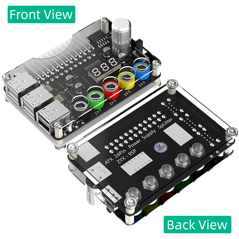 Neuer 6-Port USB 2,0 Power Modul Anschluss ATX Netzteil Breakout Board Netzteil einstellbare Spannungs knopf Unterstützung QC2.0/3,0