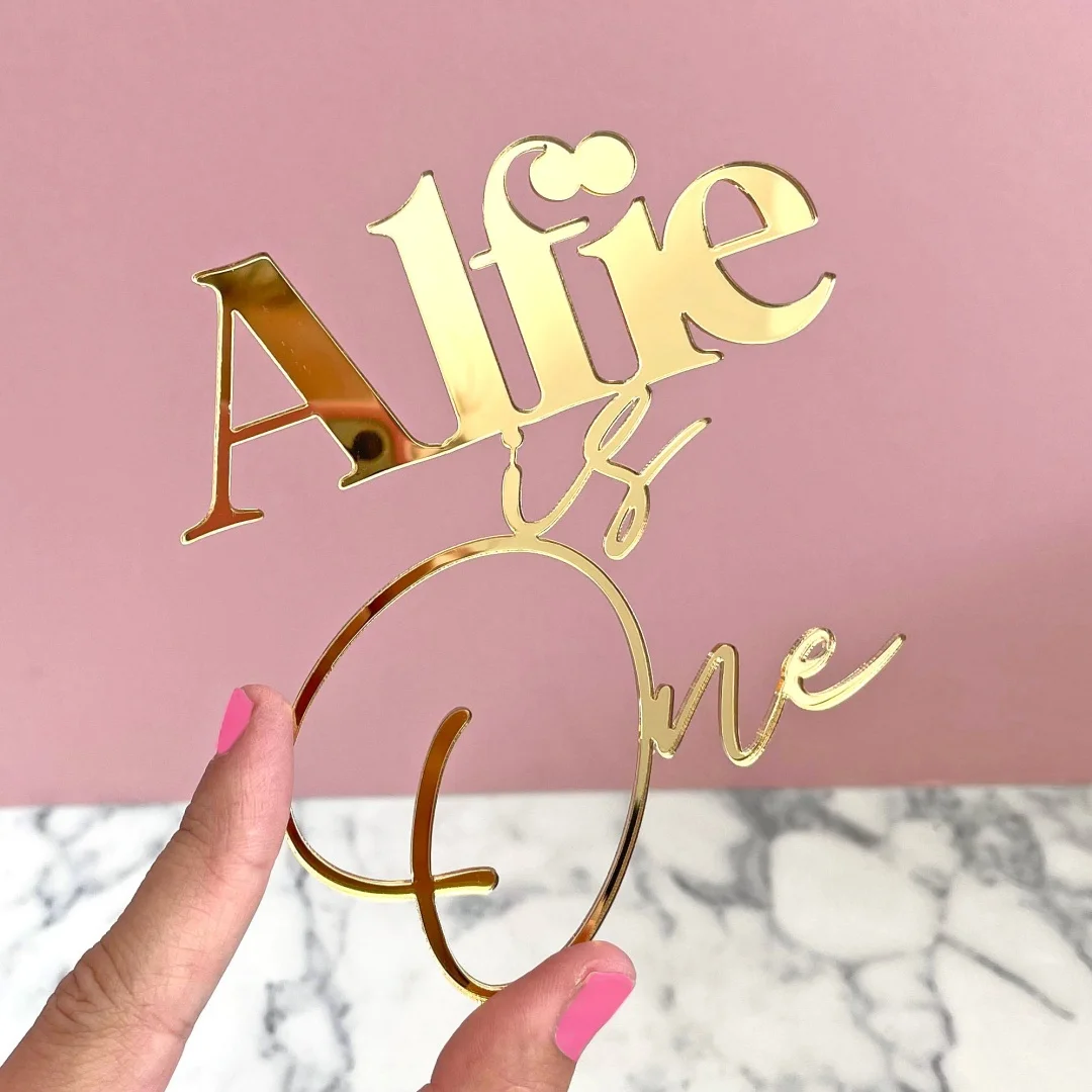 1PC Custom PMMA Cake Topper - Personalized Name & Number Accessory | Laser Engraved Premium Metallic DIY Gift for Celebrations