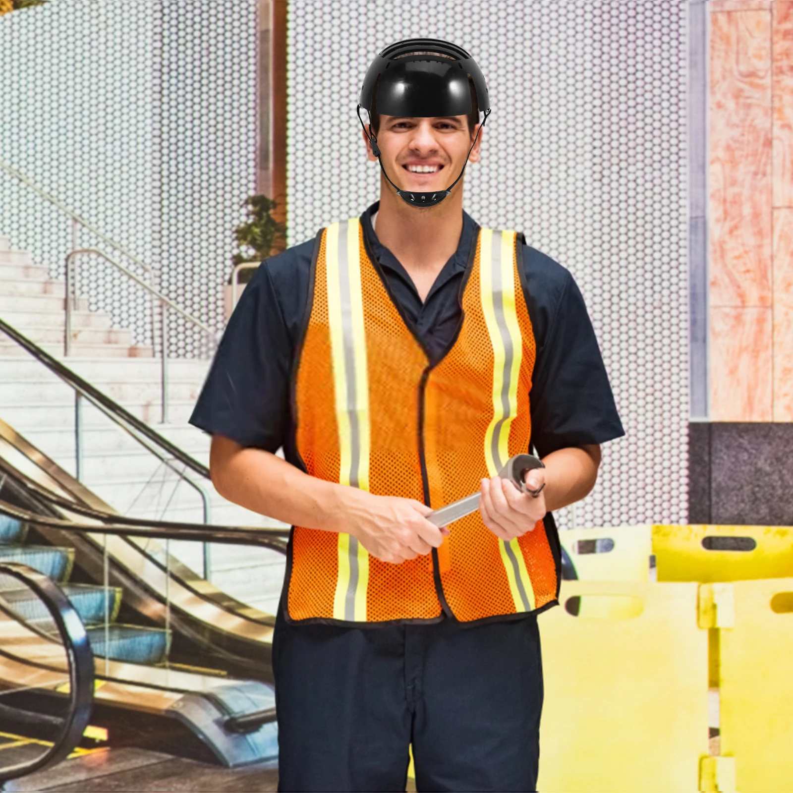 

Protective Work Hat Black PE Liner Chin Strap Adjustable Hard Hat Suspension Replacement Lightweight SafetyHelmet