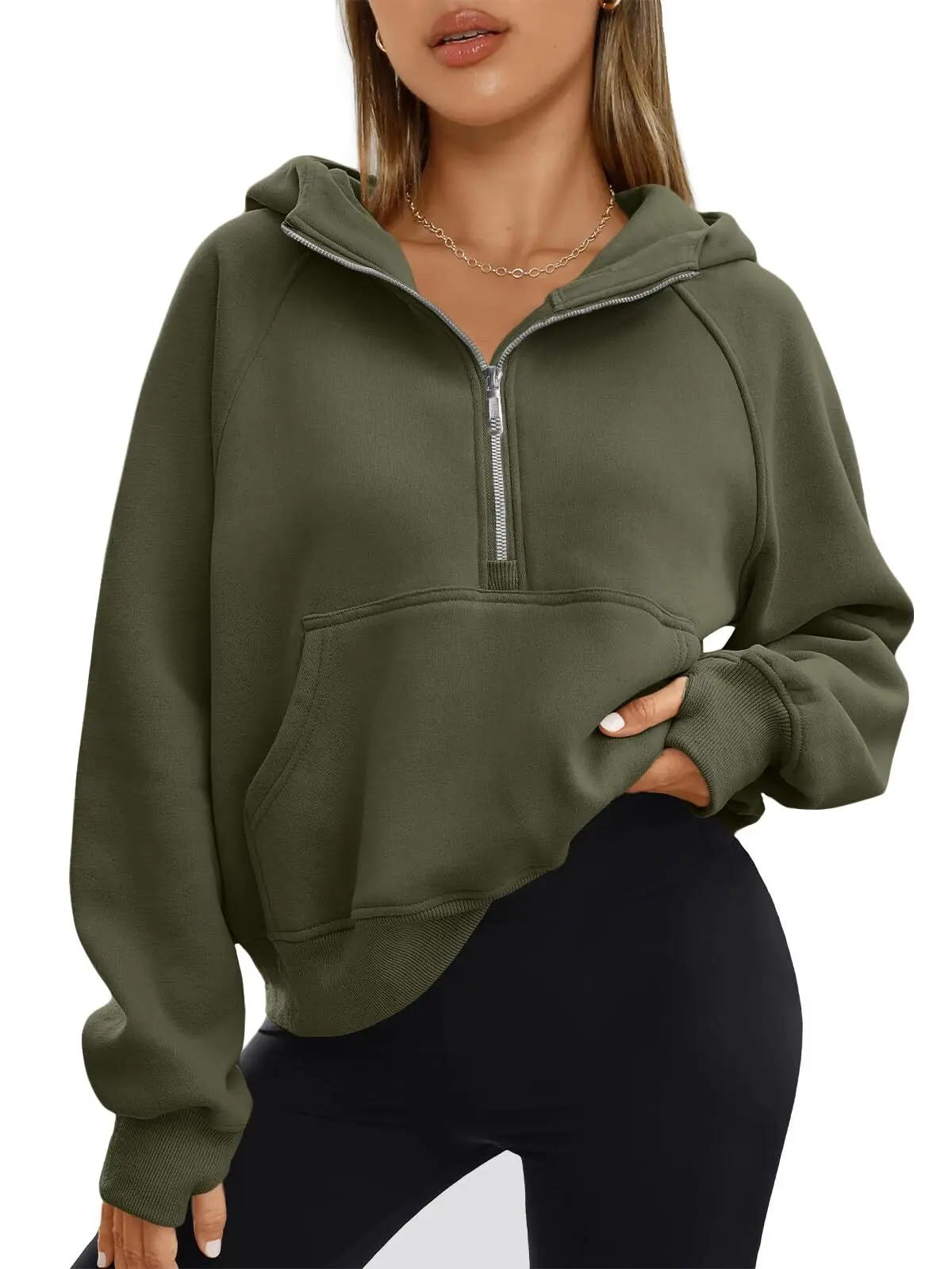 

Chunersha Half Sweatshirts Cropped Hoodies Fleece Womens Quarter Zip Up Pullover Sweaters Fall Outfits