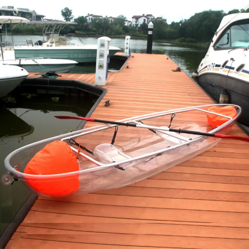 Plastic Boats 2 Person Transparent Polycarbonate Clear Glass Kayak With Paddle