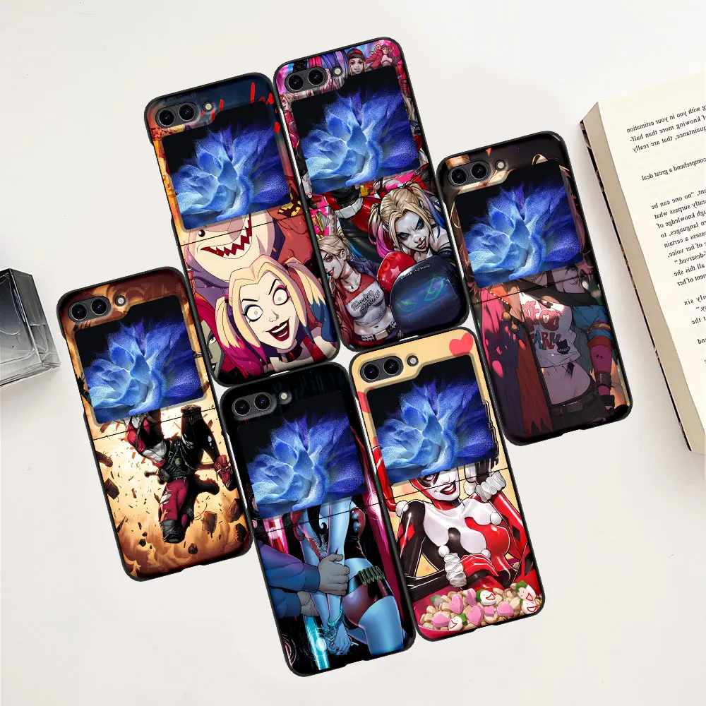 Harley Quinn Case voor Samsung Galaxy Z Flip6 Flip5 Zwart Hard Cover Z Flip 5 6 Mobiele telefoon tas Zflip5 Zflip6 Cartoon Schattig Coque