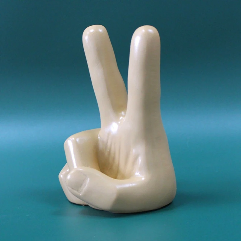 Estatua de gesto de victoria, escultura de gesto de dedo, modelo de dedo de pulgar para decoración de adorno de estantería de escritorio de oficina, fácil de usar