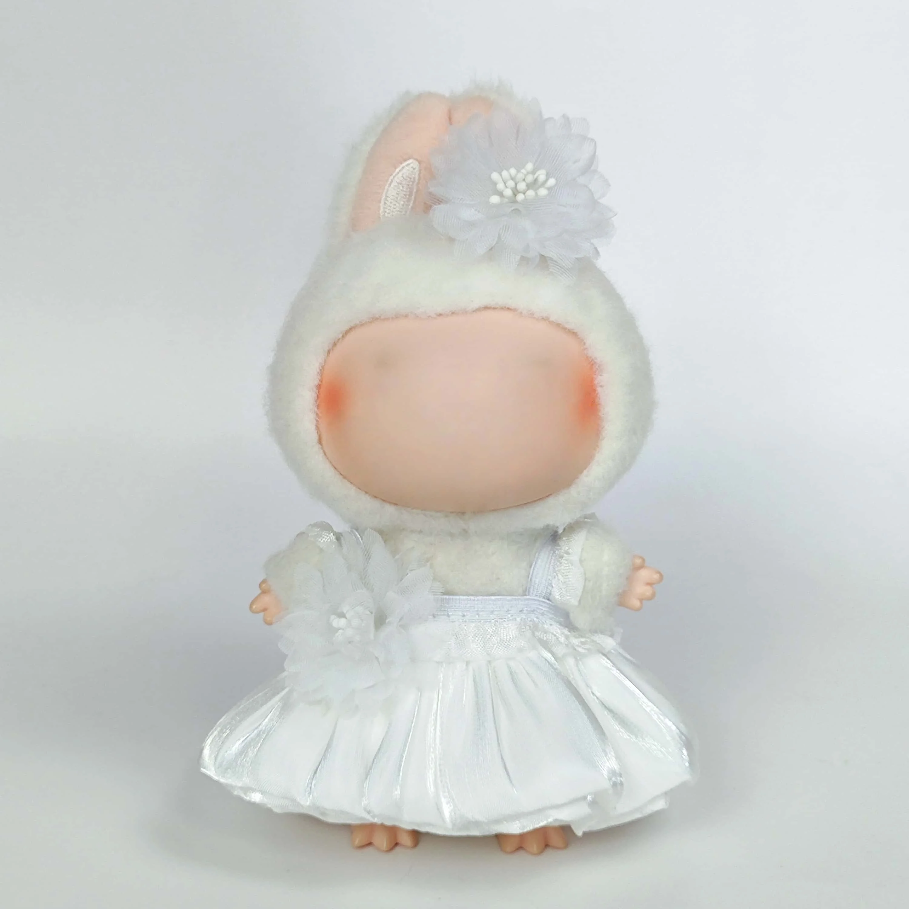 Mini Plush Doll's Clothes Bud Skirt with Pearl Hair Accessory Labubu I II Idol Dolls Korea Kpop Doll DIY Clothing Gifts