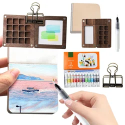 6/15 Grid Wooden Grid Paint Box Pocket Artist Travel Paint Palette Mini Watercolor Paint Set for Painters Artists Students