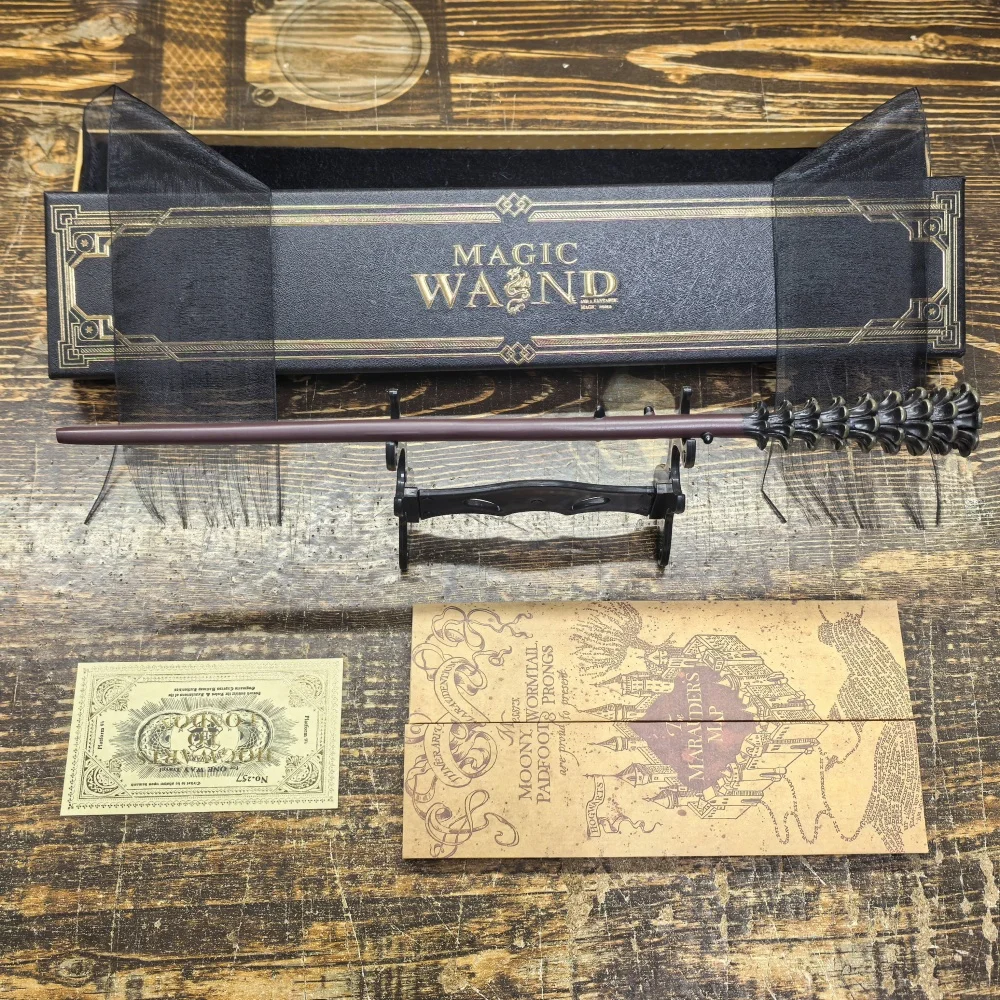 Anime Cosplay Magischer Metallstab mit Box Kinder Deko-Spielzeug Zubehör für Kinder Bacchetta Di Plastik-Zauberstab