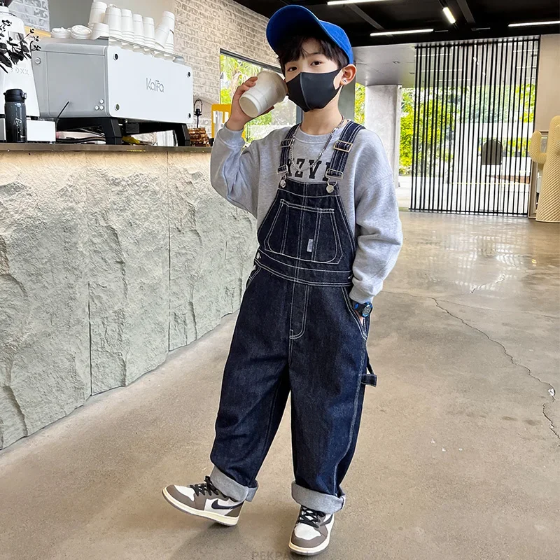 

Children Causal Jeans with Straps Suspenders 5 6 7 8 9 10 11 12 13 14 Kids Denim Jumpsuit For Boys Dungarees Overalls Streetwear