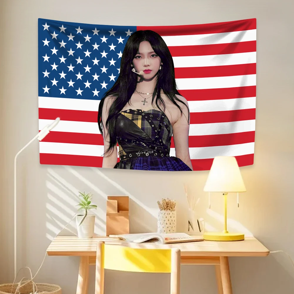 Kpop Idol Karina Tapestry, aespa Girl Group Wall Hanging, Bedroom Living Room Backdrop Cloth, Concert Banner