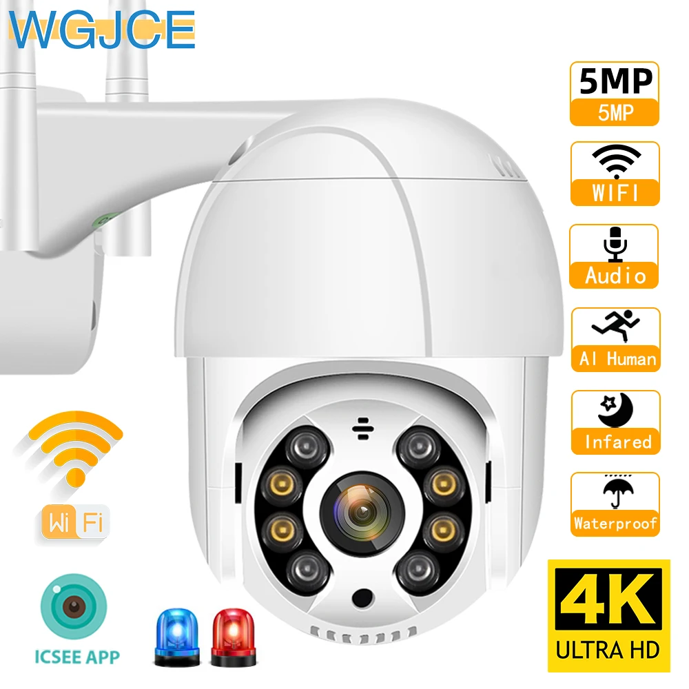 

4K 8MP HD PTZ IP Camera Wifi Outdoor 5MP AI Human Detection Audio 1080P Wireless Security CCTV Camera P2P RTSP 4X Digital Zoom