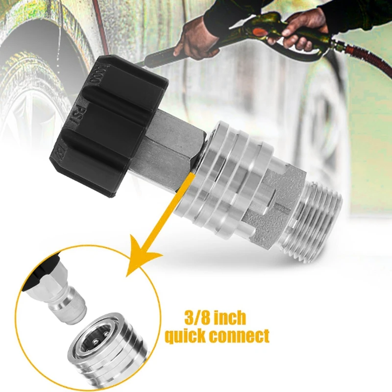 طقم محول غسالة الضغط M22 14 مم إلى 3/8 بوصة طقم قطع الاتصال السريع المعدني 8 قطع
