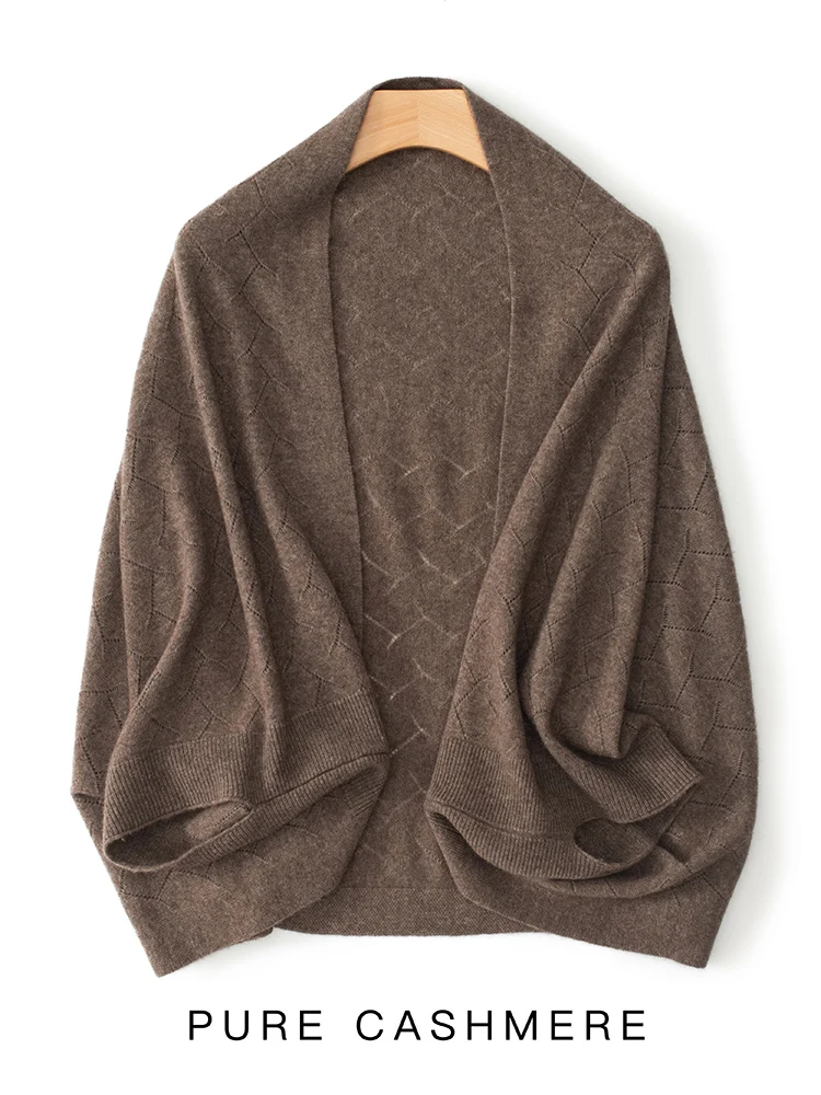 

ANGEL Women's Cashmere Shawls Wraps Hollow Cape Cardigan Scarf Autumn Winter 100% Cashmere Knitted Sweaters Grace Top Shawl