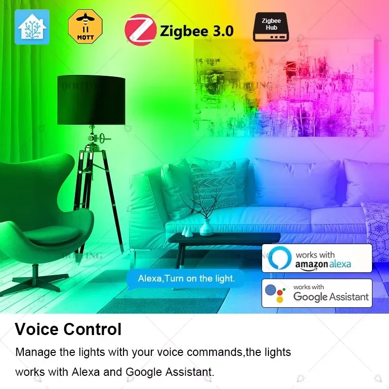 Zigbee 3.0 Smart Led Bulb 110V 220V E27 B22 Lamps RGBCW Works With Alexa Echo Plus Google Home Assistant APP Voice Control 2MQTT
