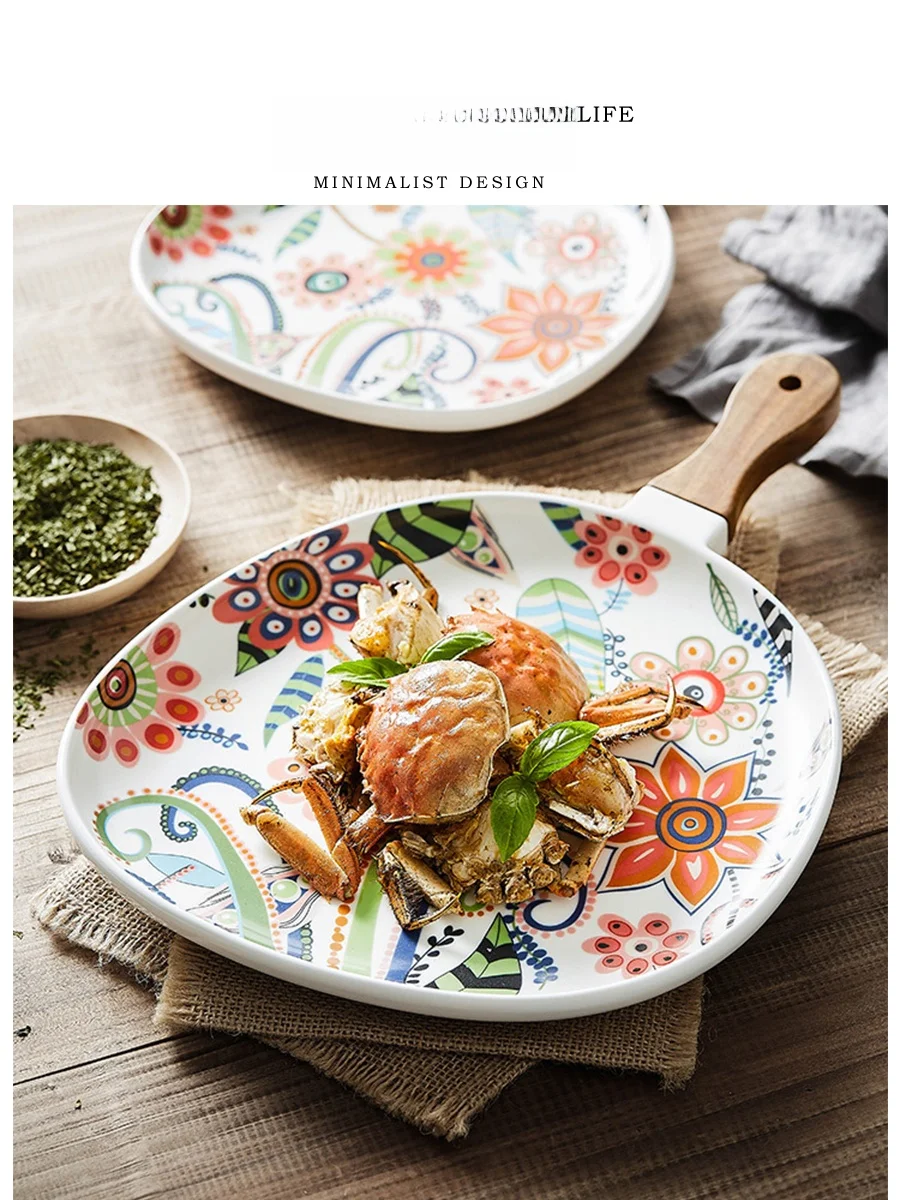 

Nordic Breakfast Salad Western Dining Cerc Plate Creative Tlife Sundey Dinnerware Di Plant Floral Pattern round ape
