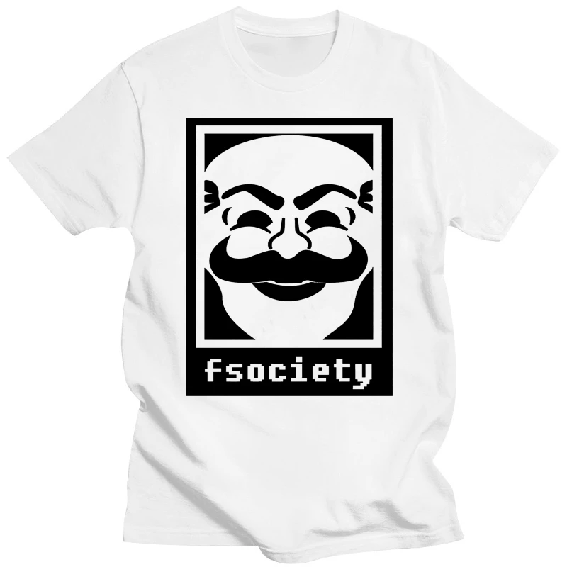 T-shirt Homme Blanc Mr Robot Serie Tv - Fsociety Elliot Anderson - Hacker Personalized T Shirt Custom T Shirt