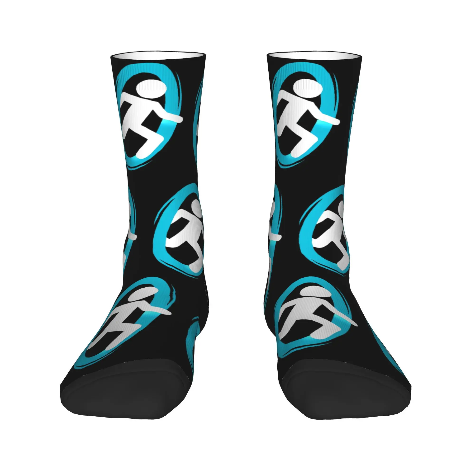 Portal 2 Video Game Socks for Women Men Breathable Funny Blue Teleport Cozy Long Socks Non-slip