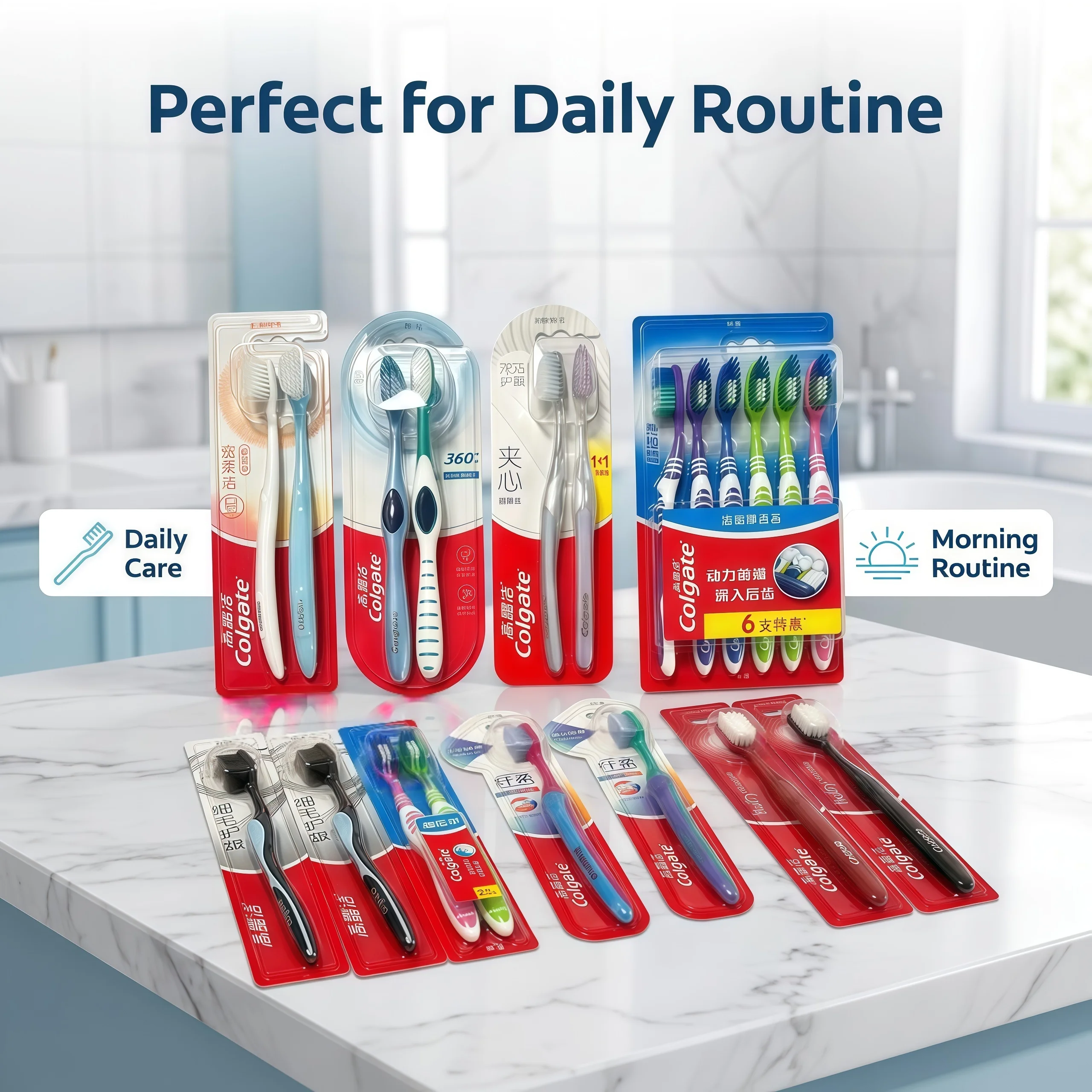 Colgate Toothbrush 20pcs Bulk Pack, Multiple Styles Random Colors Soft Bristle Deep Clean for Family Daily Travel Oral Care