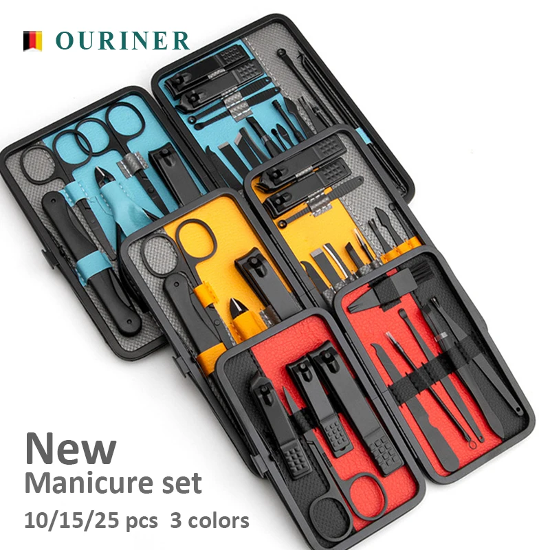 Maniküre-Set, 10/15/25 Stück, komplettes Funktionsset, professionelle Pediküre-Sets aus Edelstahl, Nagelknipser mit tragbarem Etui, Idee, Geschenk