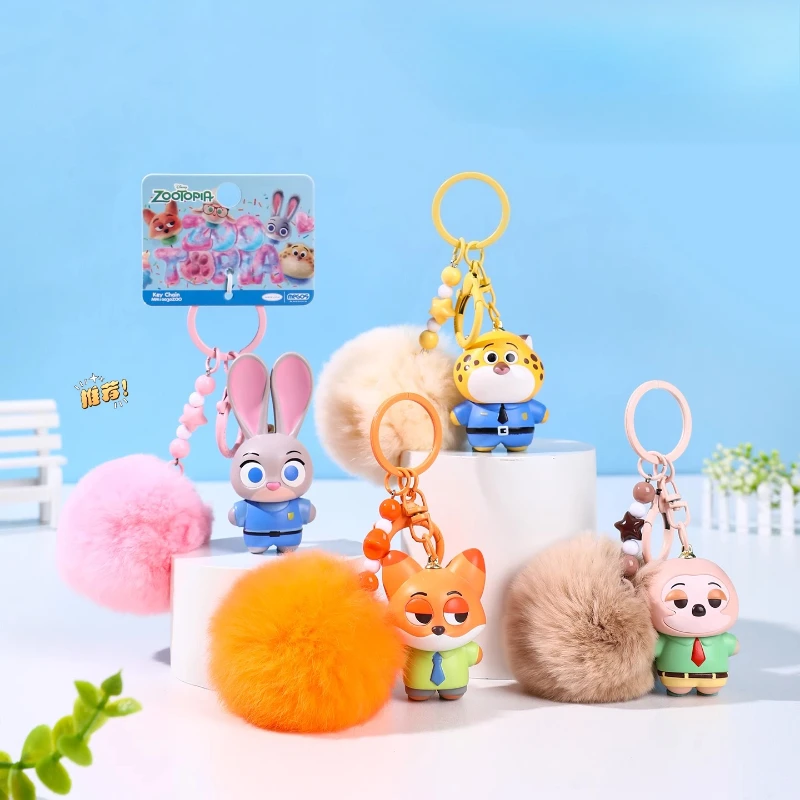 

Kawaii Keychain Zootopia Judy Officer Fox Nick Doll Hairball Keychain Backpack Pendant Anime Accessories Cartoon Cute Gift Toy
