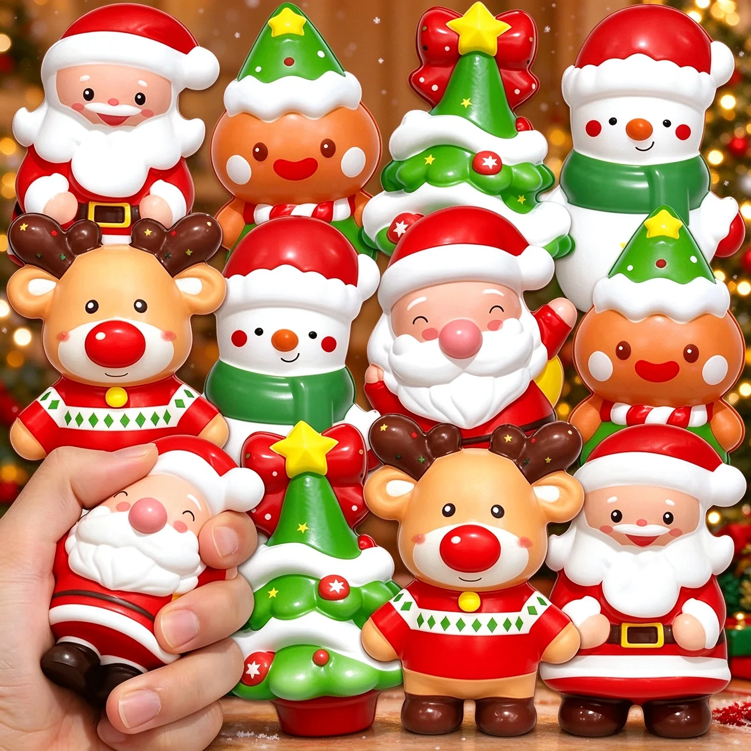 1-40Pcs Christmas Santa Claus Squeeze Toy Stress Relief Fidget Figurine for Home Holiday Party Desk Decoration Gift