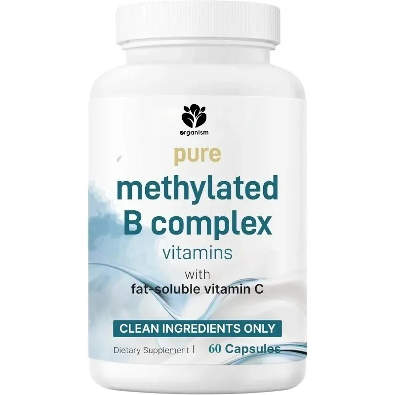 

Pure Methylated B Complex 60 Capsules High Absorption Male And Female Vitamin B12 Thiamine Folate+Inositol Choline Supplement