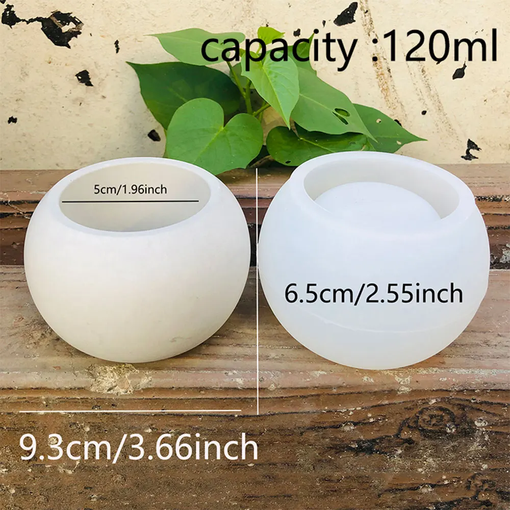 Spherical Flowerpot Silicone Mold DIY Candle Cup Storage Box Gypsum Epoxy Resin Vessel Planters Concrete Casting Mould Jesmonite view 4