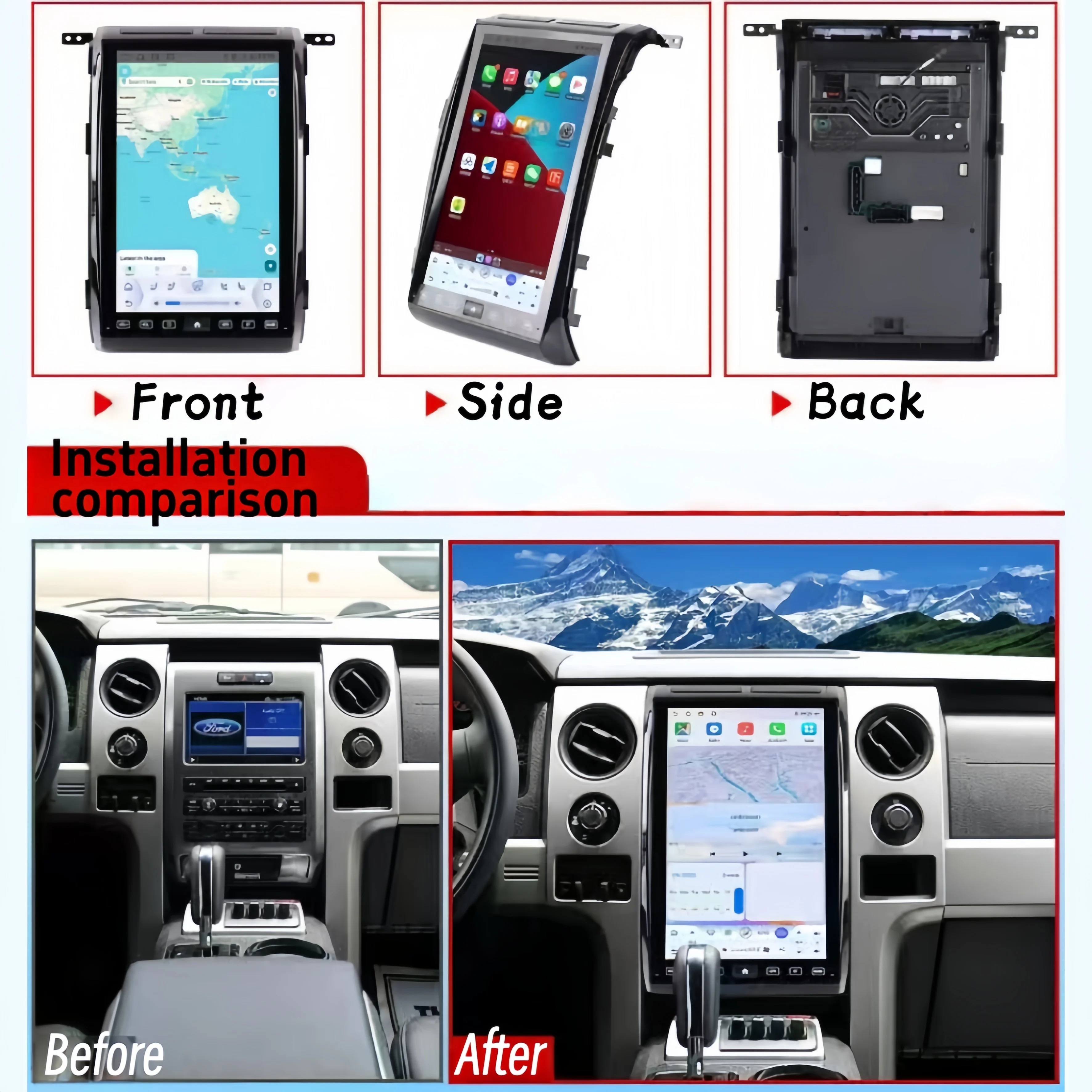 14.5 Inch Android For Ford F150 F-150 Raptor 2009 2010 2011 2012 Car GPS Navigation Multimedia Player Radio Headunit HD carplay