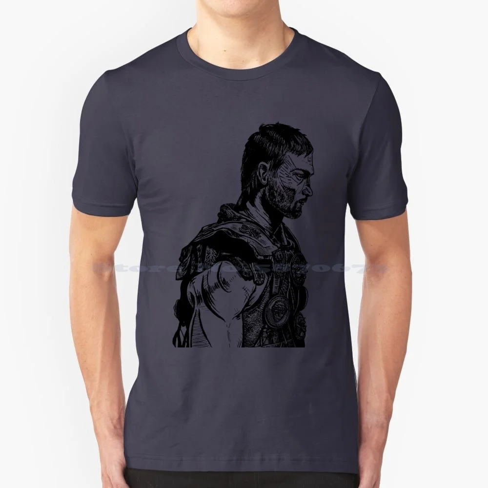 T Shirt 100% Cotton Tee Blood Sand Starz Tv Series Show Andy Whitfield Gladiator Here Now Rip Season 1 Crixus Champion Capua