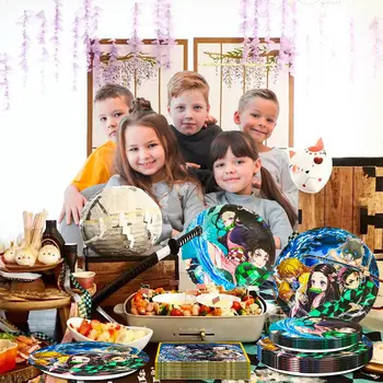 鬼滅之刃主題派對用品,46件套鬼滅之刃生日派對餐具套裝 - 鬼滅之刃派對餐盤、杯子、餐巾紙、桌布 8 最佳銷售 鬼滅之刃小隊 - №3