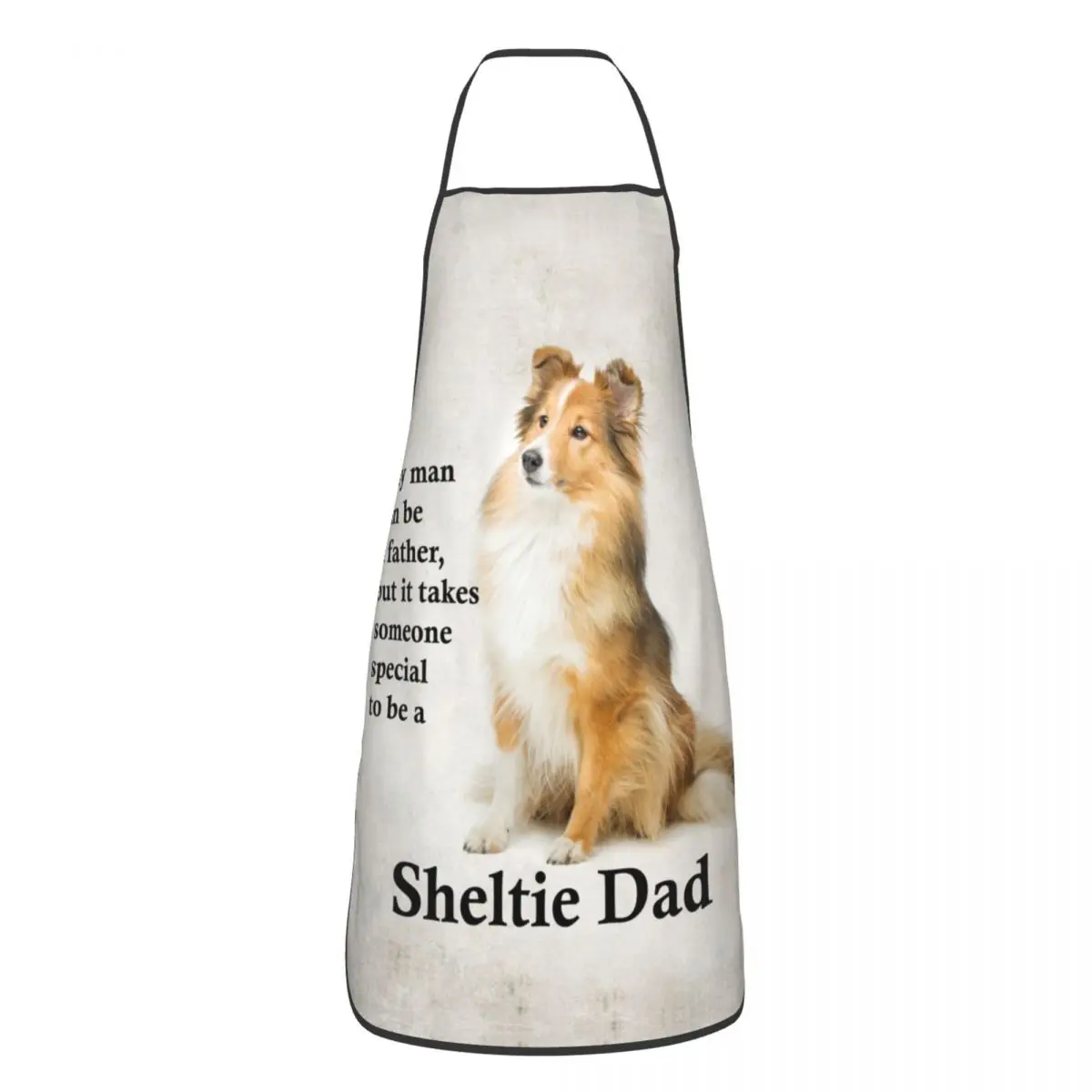 Custom Cute Dog Pet Sweet Sheltie Dad Bib Apron Women Men  Chef Shetland Sheepdog Tablier Cuisine for Cooking Baking Gardening