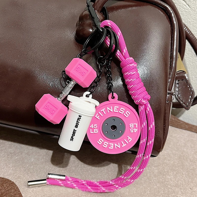 المنسوجة يدويا اللياقة البدنية المفاتيح دمبل صغير مكافحة خسر الصالة الرياضية عاشق مفتاح سلسلة DIY حلية النايلون حبل قلادة اللياقة البدنية المتحمسين
