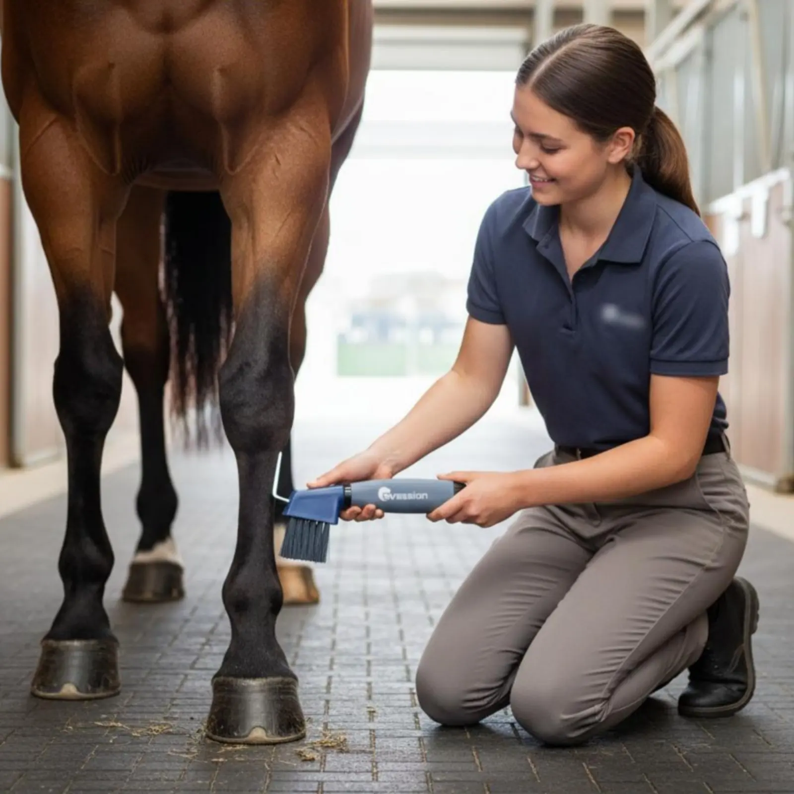 

Horse Hoof Pick Silicone Handle Hoof Pick Brush Pet Care Tool 2-in-1 Design Non-Slip Grip for Riders, Stable, Barn