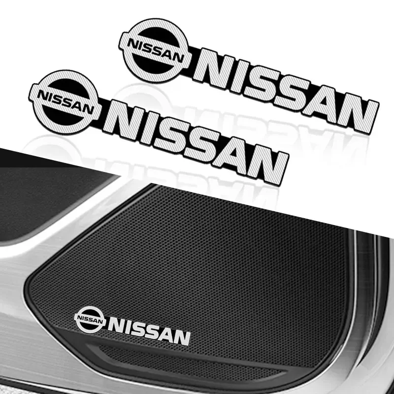 

2/4pcs Car Speaker Audio Sticker Interior Decoration Car Logo New For Nissan Note Juke Sentra X-trail Navara Micra Leaf Almera