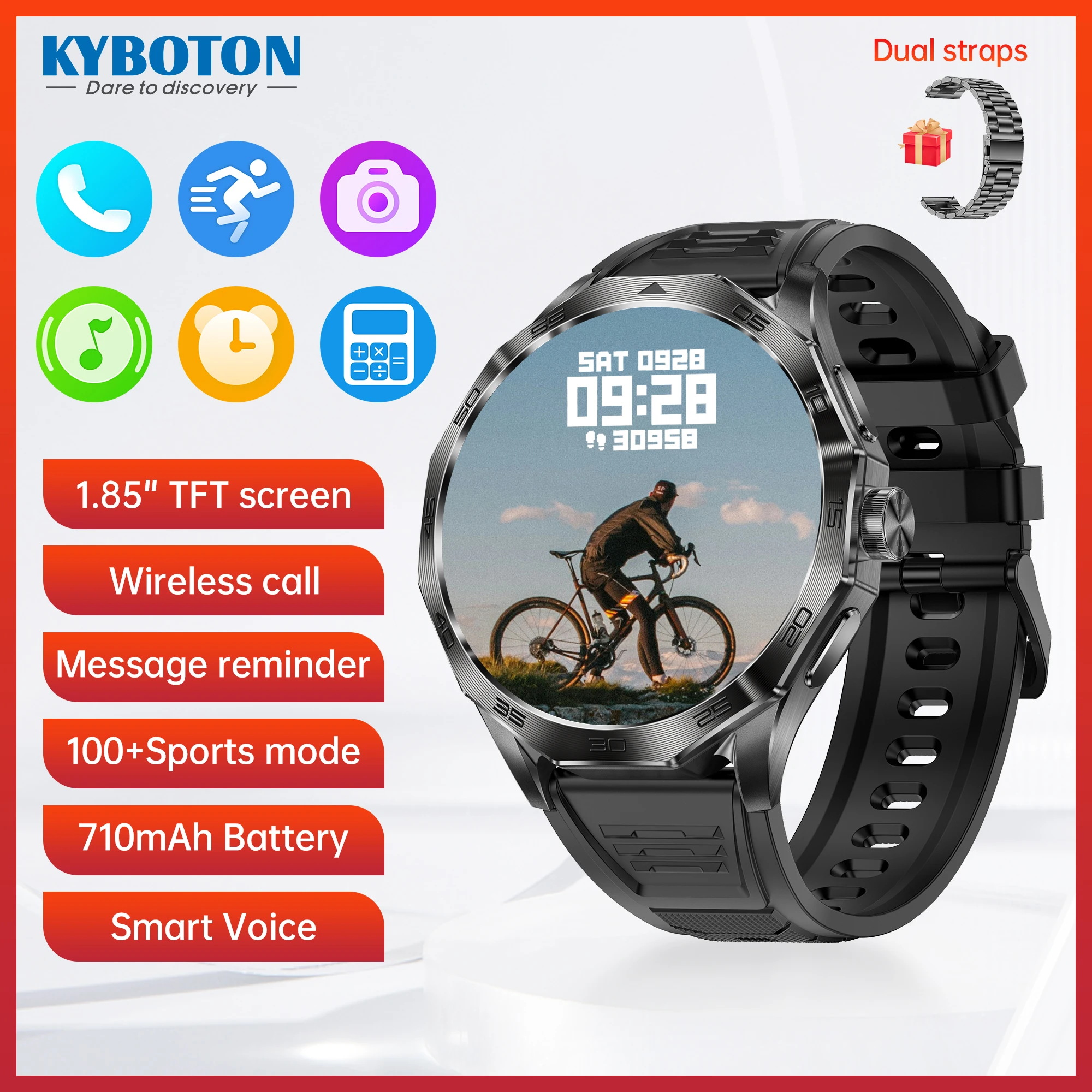 

Спортивные Смарт-часы для мужчин и женщин, силиконовый ремешок, круглый сенсорный экран 1,46 дюйма, мониторинг сна, шагомер для занятий спортом