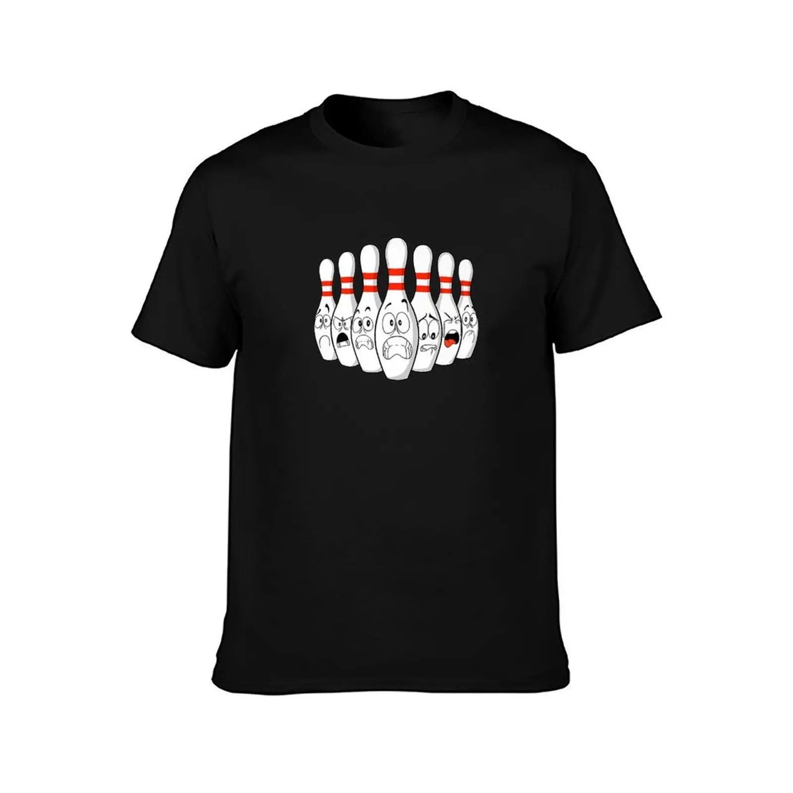 cartoon Bowling funny Scared Bowling Pins T-Shirt Halloween Theme T-Shirt