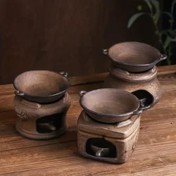 Vintage tea warmer set, tea stove candle holder, hand made candle heating base, household tea pot, tea stove candle holder