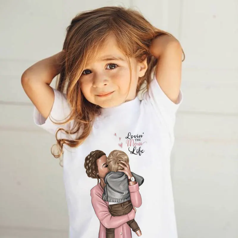 Baby Girl T-shirt Fashion Boy Tshirt Mother and Baby Love Life Cute Printed Kawaii Kids T Shirt Clothes