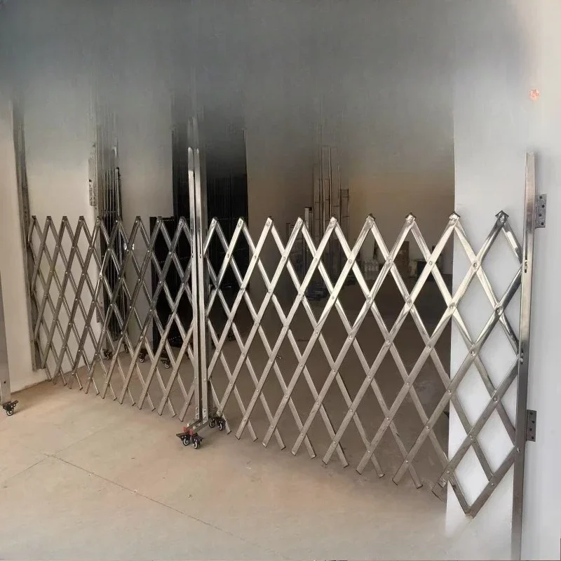 Stainless steel telescopic sliding door fence Safety isolation fence Kindergarten guardrail Movable folding telescopic fence